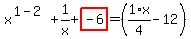 x%5E%281-2%29%2B1%2Fx%2Bhighlight_red%28+-6+%29=%281%2F4%2Ax-12%29