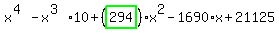 x%5E%284%29-x%5E%283%29%2A10%2B%28highlight_green%28+294+%29%29%2Ax%5E2-1690%2Ax%2B21125