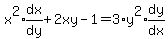x%5E2%2Aexpr%28dx%2Fdy%29%2B2xy-1=3%2Ay%5E2%2Aexpr%28dy%2Fdx%29