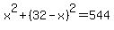 x%5E2%2B%2832-x%29%5E2=544