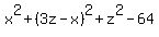 x%5E2%2B%283z-x%29%5E2%2Bz%5E2-64