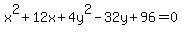x%5E2%2B+12x+%2B+4y%5E2++-+32+y+%2B96=0