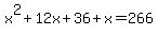 x%5E2%2B12x%2B36%2Bx=266