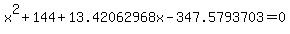 x%5E2%2B144%2B13.42062968x-347.5793703=0