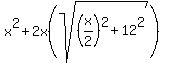 x%5E2%2B2x%28sqrt%28%28x%2F2%29%5E2%2B12%5E2%29%29