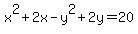 x%5E2%2B2x-y%5E2%2B2y+=+20