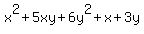x%5E2%2B5xy%2B6y%5E2%2Bx%2B3y