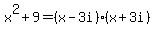x%5E2%2B9=%28x-3i%29%28x%2B3i%29