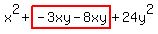 x%5E2%2Bhighlight%28-3xy-8xy%29%2B24y%5E2