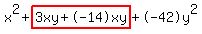 x%5E2%2Bhighlight%283xy%2B-14xy%29%2B-42y%5E2