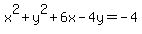 x%5E2%2By%5E2%2B6x-4y=-4