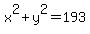 x%5E2%2By%5E2=193