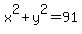 x%5E2%2By%5E2+=+91