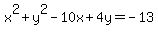 x%5E2%2By%5E2-10x%2B4y=-13
