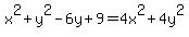 x%5E2%2By%5E2-6y%2B9=4x%5E2%2B4y%5E2