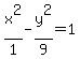 x%5E2%2F1+-+y%5E2%2F9+=+1