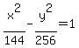 x%5E2%2F144-y%5E2%2F256=1