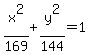 x%5E2%2F169%2By%5E2%2F144=1