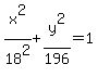 x%5E2%2F18%5E2+%2B+y%5E2%2F196+=+1+