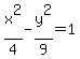 x%5E2%2F4-y%5E2%2F9=1
