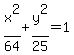 x%5E2%2F64%2By%5E2%2F25=1