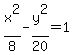 x%5E2%2F8+-+y%5E2%2F20=1