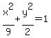 x%5E2%2F9+%2B+y%5E2%2F2+=1