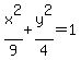 x%5E2%2F9+%2B+y%5E2%2F4+=+1