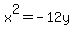 x%5E2=-12y