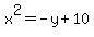 x%5E2=-y%2B10