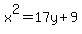 x%5E2=17y%2B9
