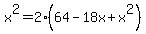 x%5E2=2%2864-18x%2Bx%5E2%29
