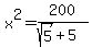 x%5E2=200%2F%28sqrt%285%29%2B5%29