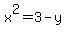 x%5E2=3-y
