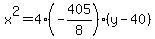 x%5E2=4%28-405%2F8%29%28y-40%29