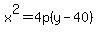 x%5E2=4p%28y-40%29