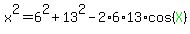 x%5E2=6%5E2%2B13%5E2-2%2A6%2A13%2Acos%28green%28X%29%29