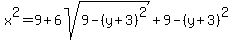 x%5E2=9%2B6sqrt%289-%28y%2B3%29%5E2%29%2B9-%28y%2B3%29%5E2