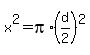 x%5E2=pi%2A%28d%2F2%29%5E2