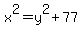 x%5E2=y%5E2%2B77
