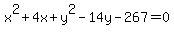 x%5E2+%2B+4x+%2B+y%5E2+-+14y+-+267+=+0