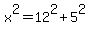 x%5E2+=+12%5E2+%2B+5%5E2