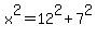 x%5E2+=+12%5E2+%2B+7%5E2