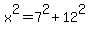 x%5E2+=+7%5E2+%2B+12%5E2
