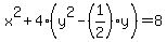 x%5E2++%2B+4%28y%5E2+-+%281%2F2%29y%29+=+8