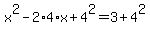 x%5E2+-+2%2A4%2Ax+%2B+4%5E2+=+3+%2B+4%5E2