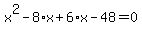 x%5E2+-+8%2Ax+%2B+6%2Ax+-+48+=+0