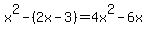 x%5E2-%282x-3%29=4x%5E2-6x