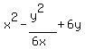 x%5E2-%28y%5E2%29%2F%286x%29%2B6y