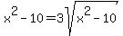 x%5E2-10=3sqrt%28x%5E2-10%29